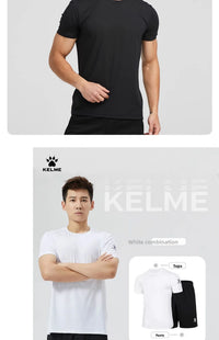 Kelme Men's Sports Set Quick Dry Running Quick Dry Short Sleeve Fitness Breathable Shorts Comprehensive Training Set