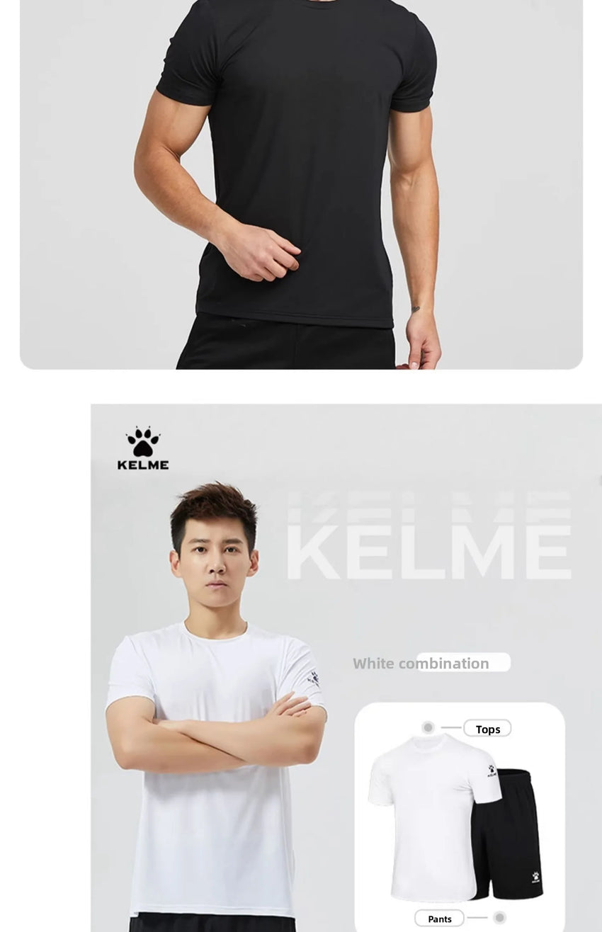 Kelme Men's Sports Set Quick Dry Running Quick Dry Short Sleeve Fitness Breathable Shorts Comprehensive Training Set