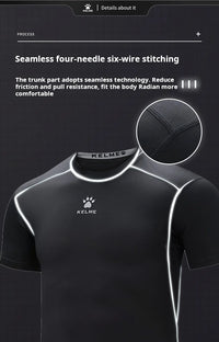 Kelme Sports T-shirt Men's Summer Short Sleeved Quick Drying Breathable Running Football Elastic Tight Fitness Suit