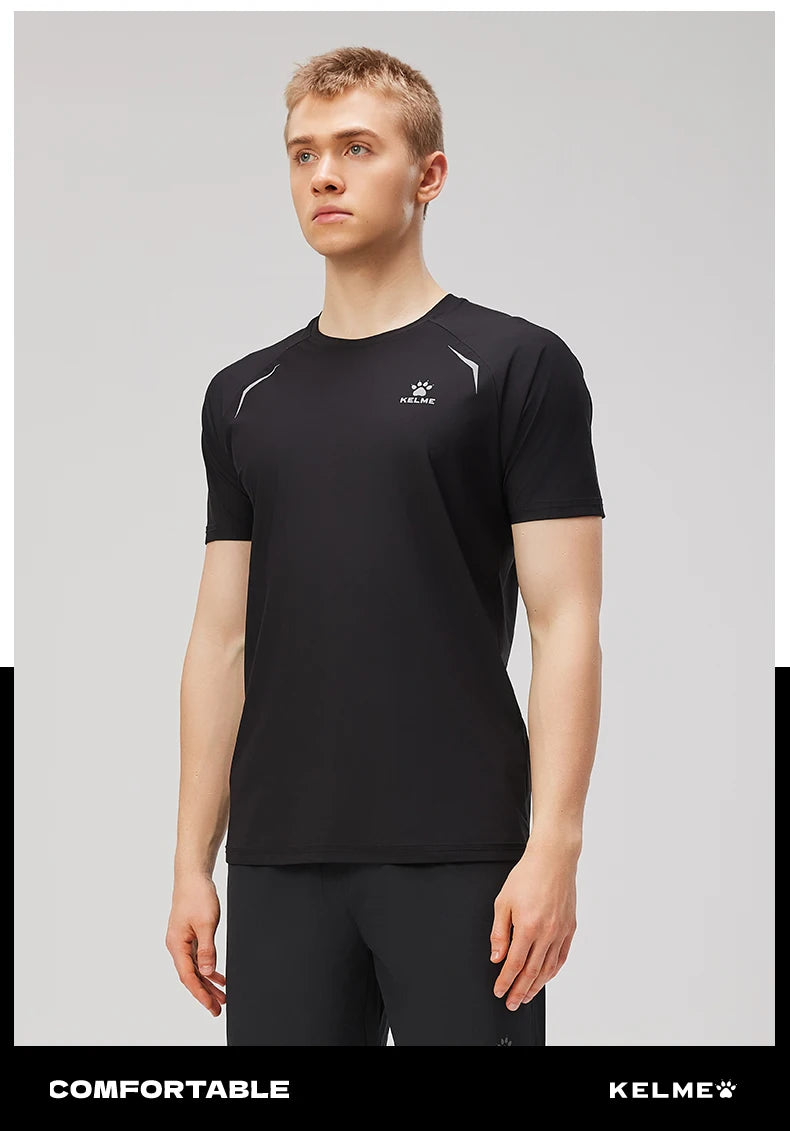 Kelme Men's Sports Tops Quick-drying Fitness Clothes Outdoor Running Breathable Short-sleeved Basketball T-shirt