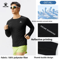 Kelme Men's Running Long Sleeved Outdoor Quick Drying T-shirt Autumn Running Suit Marathon Breathable Sports Top