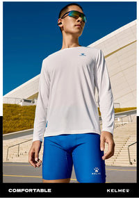 Kelme Men's Running Long Sleeved Outdoor Quick Drying T-shirt Autumn Running Suit Marathon Breathable Sports Top