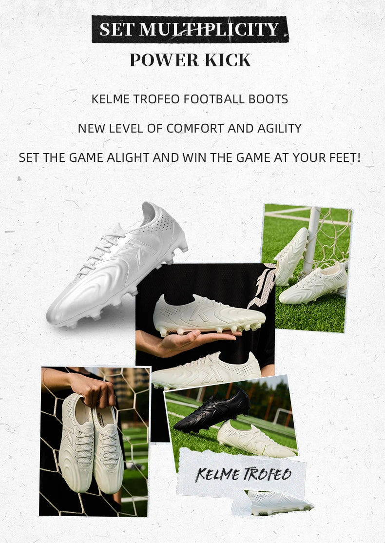 KELME FG Man Soccer Shoes Holy Grail Artificial Grass Anti-Slippery Kangaroo Skin Football Boots Sports Game Training shoes
