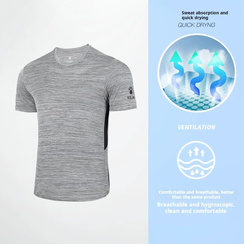 Kelme Running T-shirt For Men's Summer Quick Drying Fitness Breathable Short Sleeve Thin Football Training Sports Top
