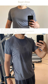 High Quality Polyester Men Running T Shirt Quick Dry Fitness Shirt Training Exercise Clothes Gym Sport Shirt Tops Lightweight