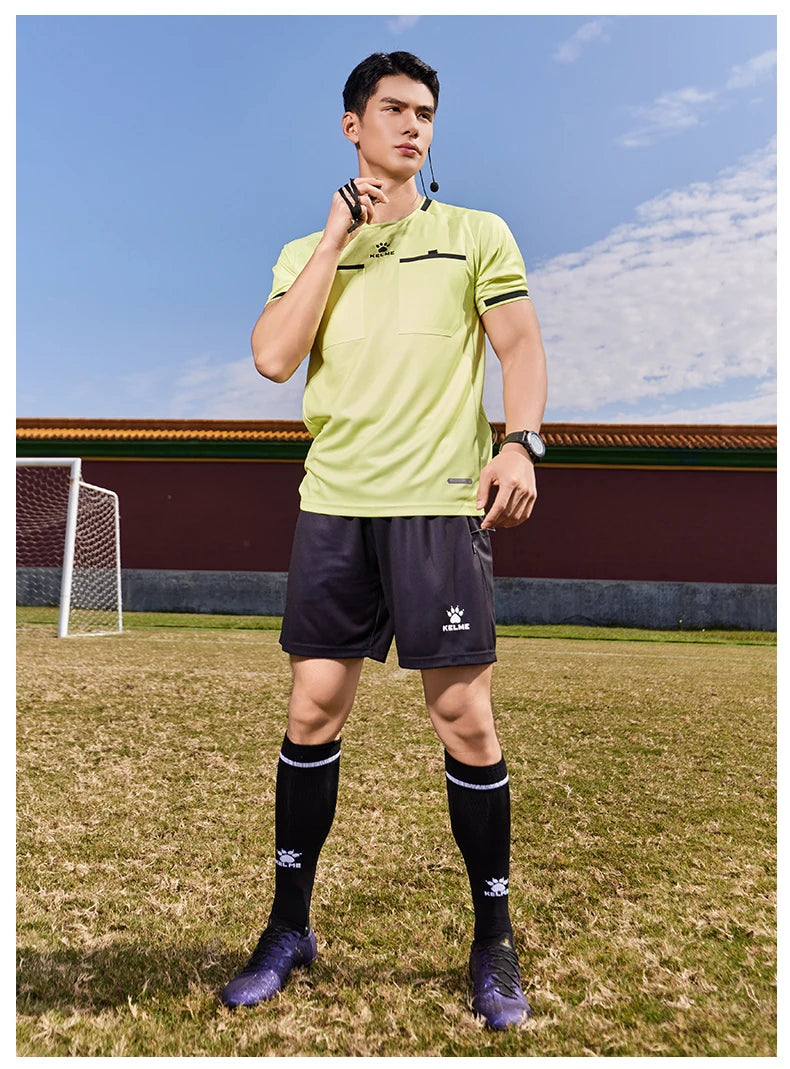 Kelme Football Referee Suit New Breathable Short-sleeved Personalized Custom Referee Jersey Outdoor Sports Suit