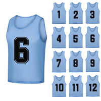 12 PCS Men's Football Pinnies Quick Drying Soccer Jerseys Youth with Numbers Basketball Team Practice Sports Training Vest