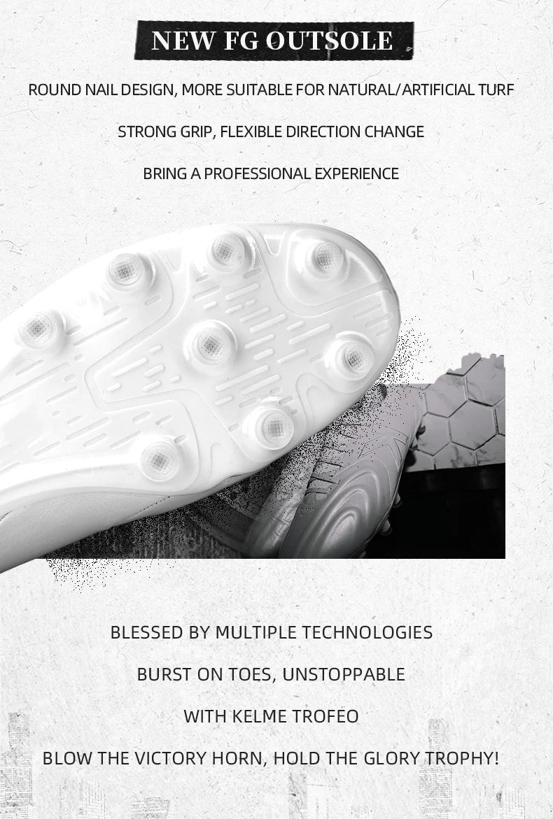 KELME FG Man Soccer Shoes Holy Grail Artificial Grass Anti-Slippery Kangaroo Skin Football Boots Sports Game Training shoes