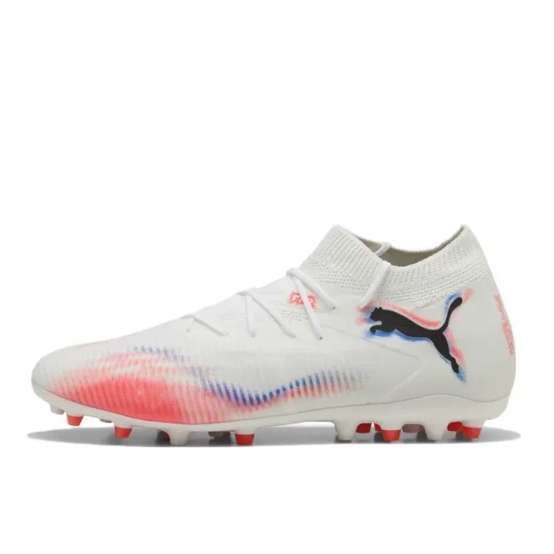 Puma Future 8 MG Unisex Low-Top Soccer Cleats – Premium Streetwear-Inspired,Versatile,Comfortable & Durable, White/Red 108590-01