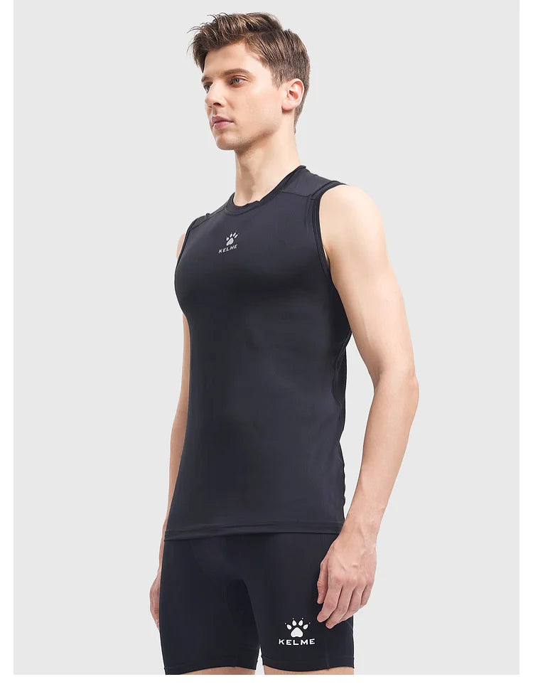 Kelme Sleeveless Fitness T-shirt For Men's Summer High Elastic Breathable Tight Clothing Training Sports Tank Top Running Vest